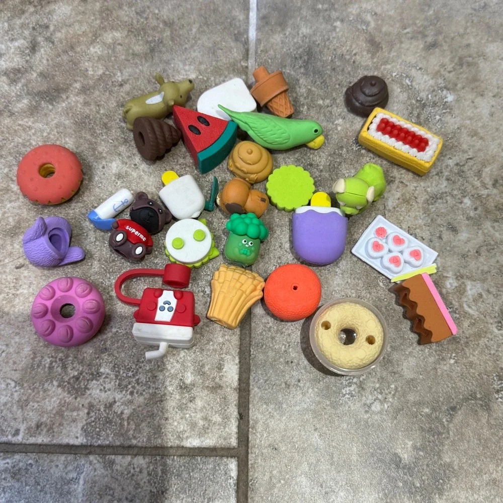Novelty Mini Eraser Lot Food Animal Kawaii‎ School Party Favors Bulk Set